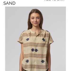 BSBEE, Ollie, Beige and Brown Aztec Embroidered Patterned Button Up, Hand Made